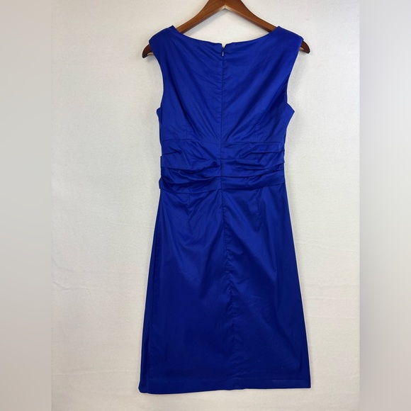 SUZY CHIN For MAGGIE BOUTIQUE Cocktail Dress Blue Purple Pleated Short Wedding 6 - Picture 9 of 14